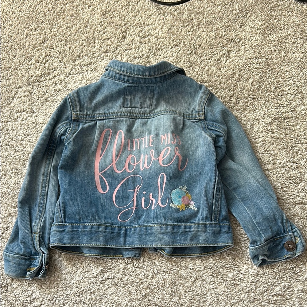 Flower Girl Blue Denim Jacket with Floral Design